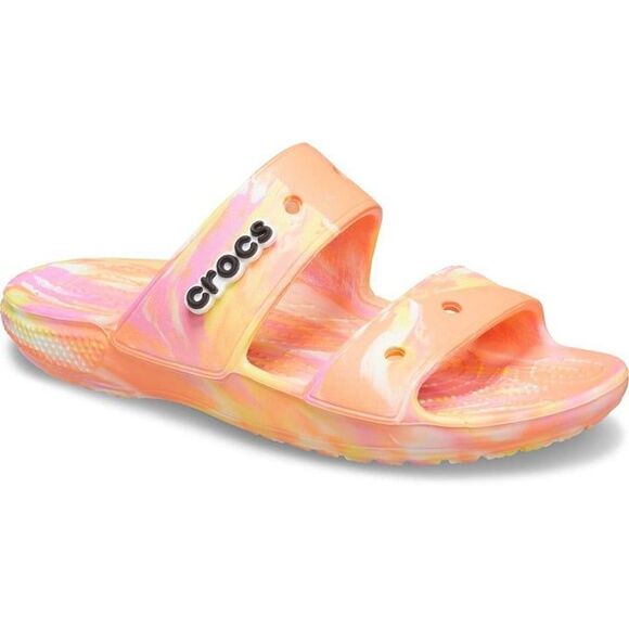 Crocs Classic Marbled Slides - Orange - Unisex Size m13 - New - Picture 7 of 8